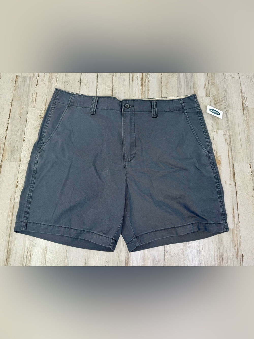 Old Navy Chino Shorts Mens 38 Slim Fit Black 7" Gray Lived-In Straight NWT